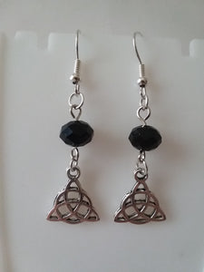 AVBeads Jewelry Charm Earrings Dangle Silver Hook Beaded Black Triquetra