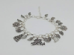 Merry Christmas Charm Bracelet Silver Metal Charms