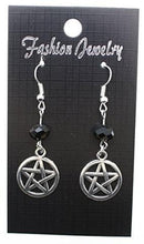 Load image into Gallery viewer, AVBeads Jewelry Charm Earrings Dangle Silver Hook Beaded Black Pentacle