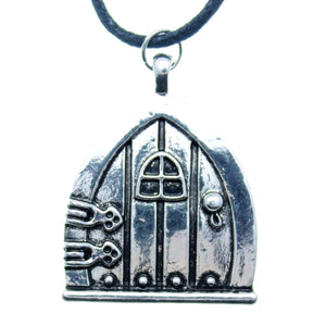 AVBeads Choker Necklace 18" Black Cord with Silver Fairy Wish Door Charm Pendant