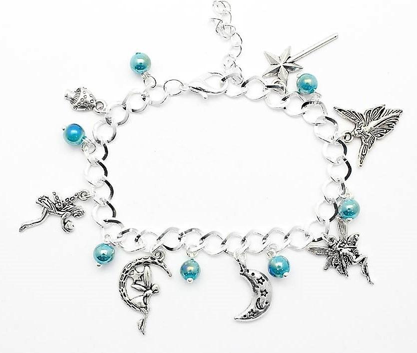 AVBeads Jewelry Fairy Charm Bracelet Silver JWL-CBF-1004 Blue Bead