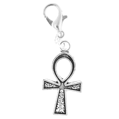 AVBeads Clip-On Charms Ankh Charm Silver Metal Pagan Charm Clip