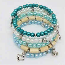 Load image into Gallery viewer, Beaded Memory Wire Bracelet Wrap 5Layer Charm Bracelet Beach Charms Handmade
