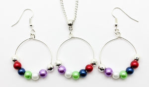 Jewelry Set JWL-SET-1005 Multi Color 6mm Beads on Wire - Free Shipping