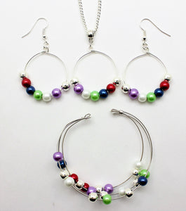 Jewelry Set JWL-SET-1005 Multi Color 6mm Beads on Wire - Free Shipping