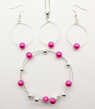 Load image into Gallery viewer, Jewelry Set JWL-SET-1001 Pink Silver 8mm Beads on Wire - Free Shipping