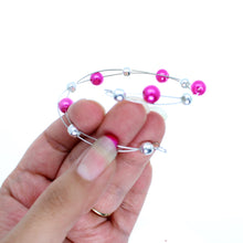 Load image into Gallery viewer, Jewelry Set JWL-SET-1001 Pink Silver 8mm Beads on Wire - Free Shipping