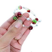 Load image into Gallery viewer, Jewelry Set XMAS-JWL-1014 Red Green Silver 10mm Beads on Wire - Free Shipping