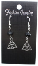 Load image into Gallery viewer, AVBeads Jewelry Charm Earrings Dangle Silver Hook Beaded Black Triquetra