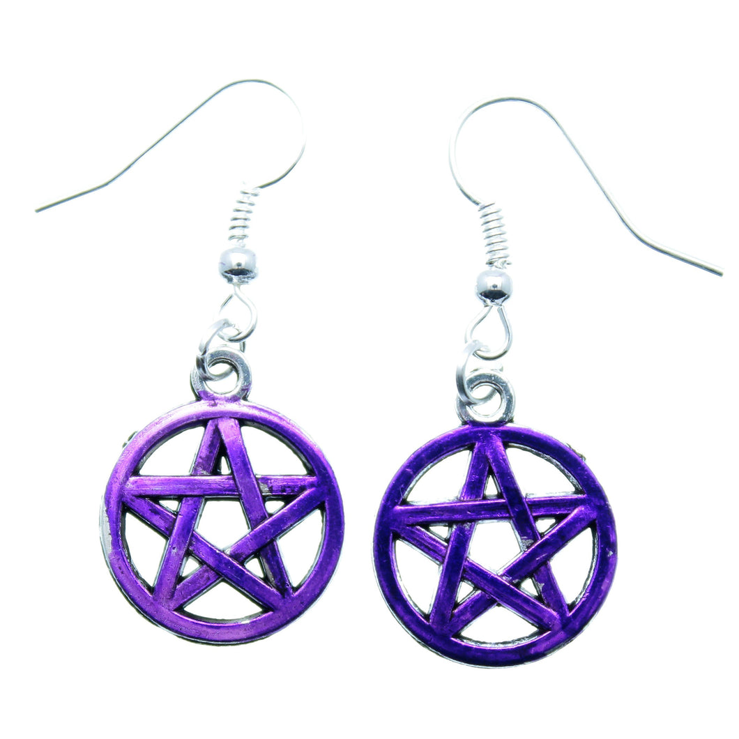 AVBeads Jewelry Charm Earrings Dangle Silver Hook Pentacle Purple