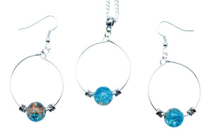 Jewelry Set JWL-SET-1009 Hoop Set Blue Brown Silver - Free Shipping