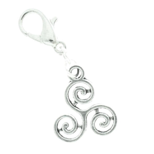 AVBeads Clip-On Charms Triskelion Charm 30mm x 20mm Silver JWLCC56133